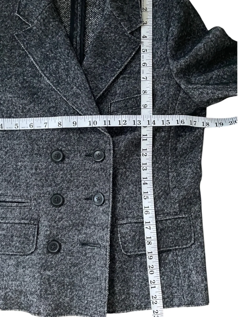 J. Crew Thandie Marled Charcoal Gray Double-Breasted Wool Blend Blazer Sz 8